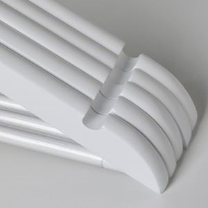 Smooth White Finish Wooden Dress Hangers With Non Slip Pant Bar
